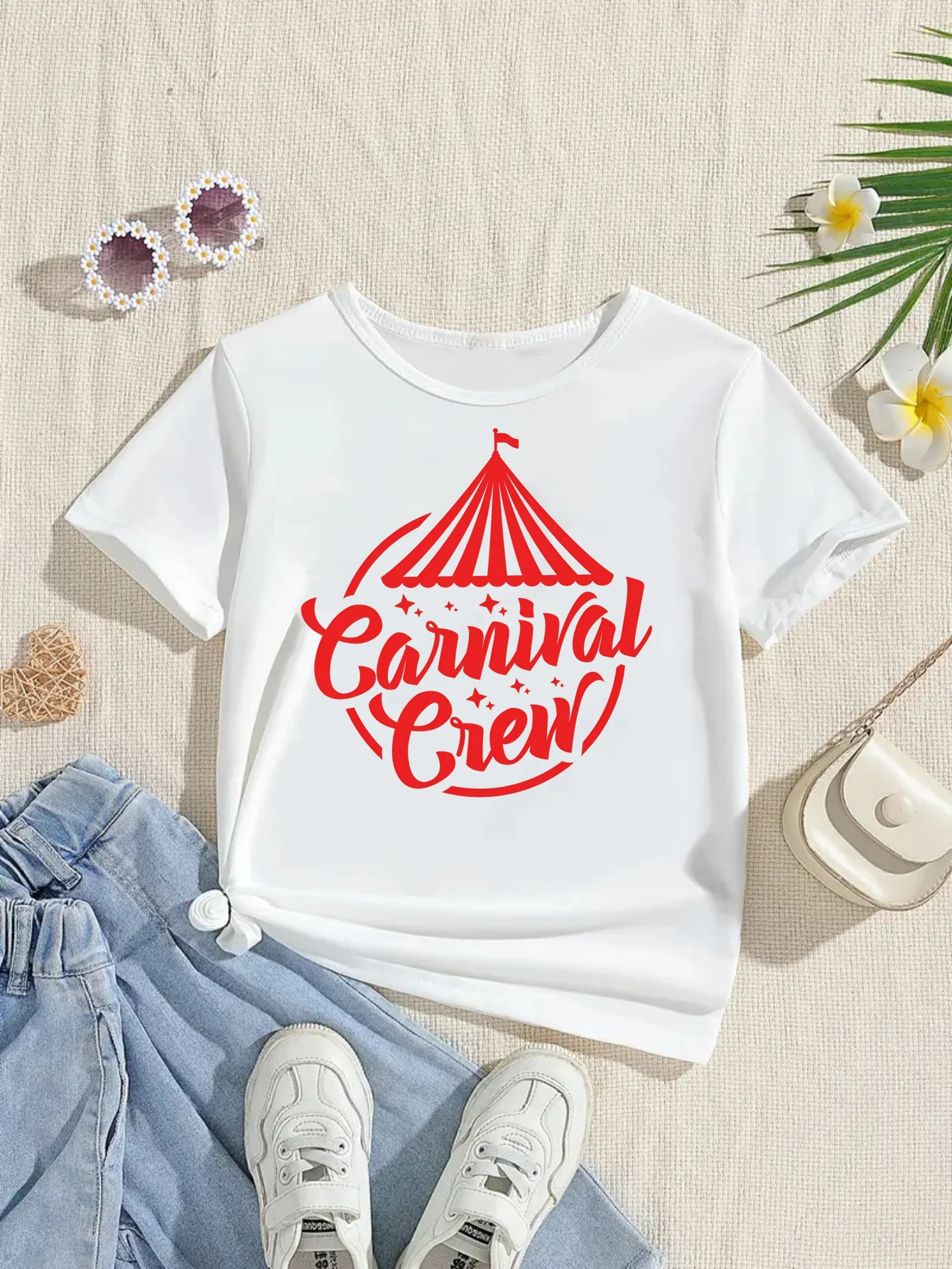 Camiseta con estampado de letras de equipo de carnaval para niñas/niños, camiseta de regalo de Mardi Gras, ropa Kawaii para niños, camisa de manga corta de verano para niños pequeños - imagen 4