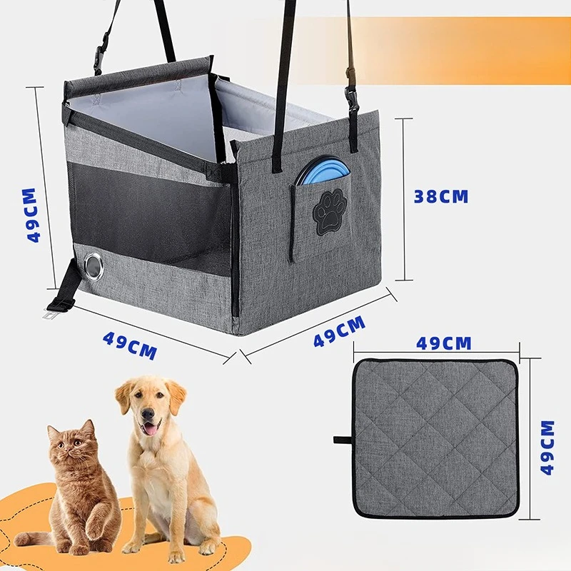 Asiento de coche para perros plegable con malla de seguridad - imagen 5