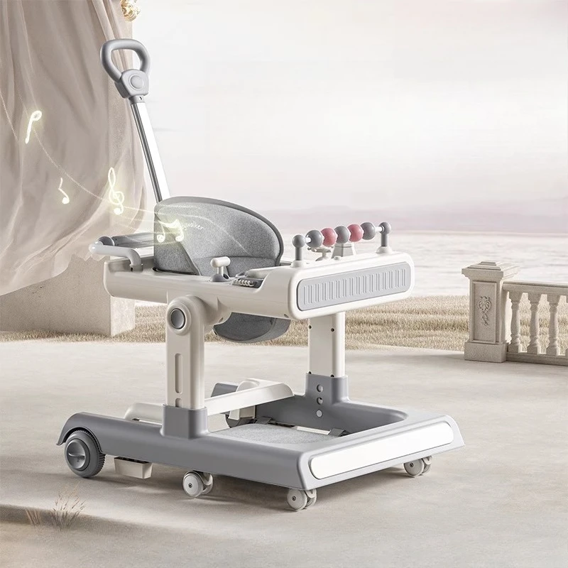 ‌ Andador antideslizante para bebé, carrito de empuje para sentarse a pie, marco triangular estable con crucero de aprendizaje seguro de altura de 3 posiciones ‌   multifuncional