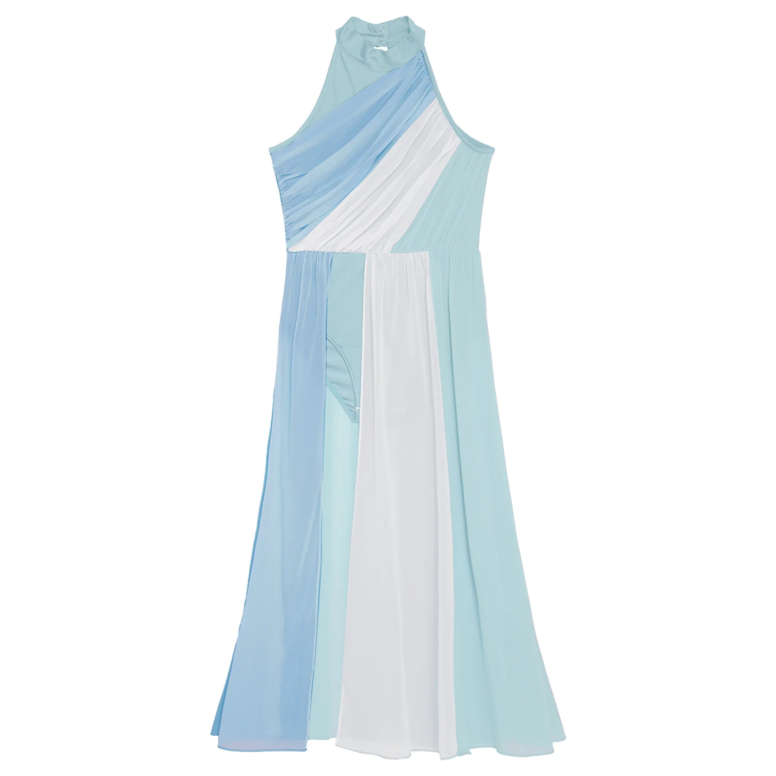 Vestido de baile lírico de Ballet para niñas, vestido de gimnasia Maxi dividido sin mangas para patinaje artístico contemporáneo moderno, Ropa de baile - imagen 4