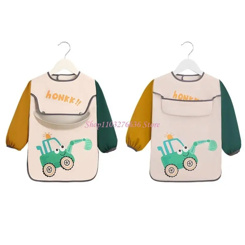 R6FD a impermeable babero babero estampado niños manga larga ajustable smock - imagen 4