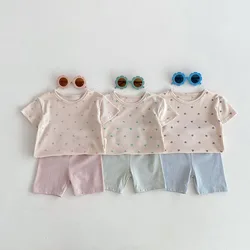 MILANCEL Pijama infantil con camiseta corazón y pantalones a rayas