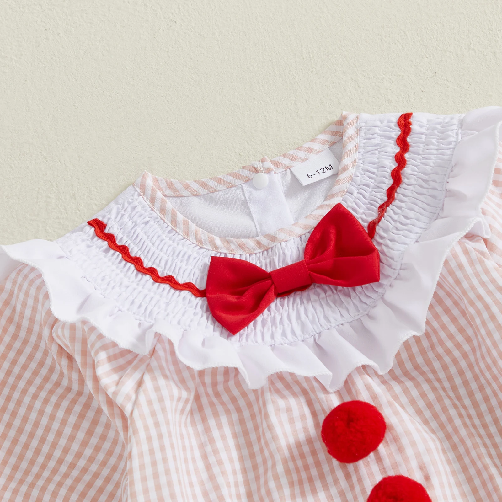 Pelele a cuadros para niñas de 0 a 18 meses, mono de burbujas de Navidad de manga larga con cuello redondo a la moda - imagen 3