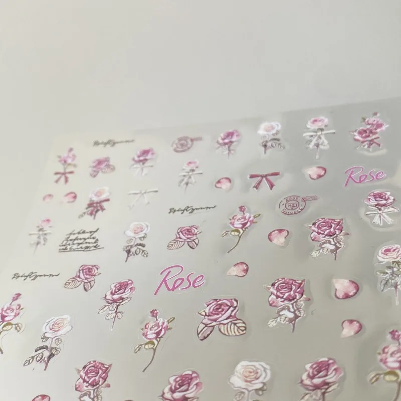 Pegatinas vintage rosas para uñas y manualidades creativas - imagen 4