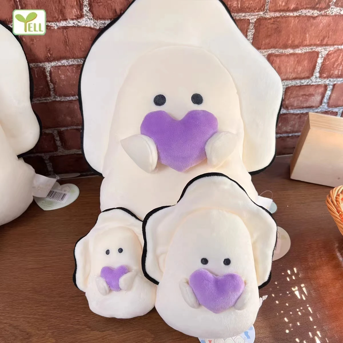 Juguetes de peluche gritar, ostra de ojos redondos de 44cm con ojos redondos, Oshi Heart Mugyunyu, muñeco de peluche kawaii grande, cojín de almohada para sofá blanco - imagen 3