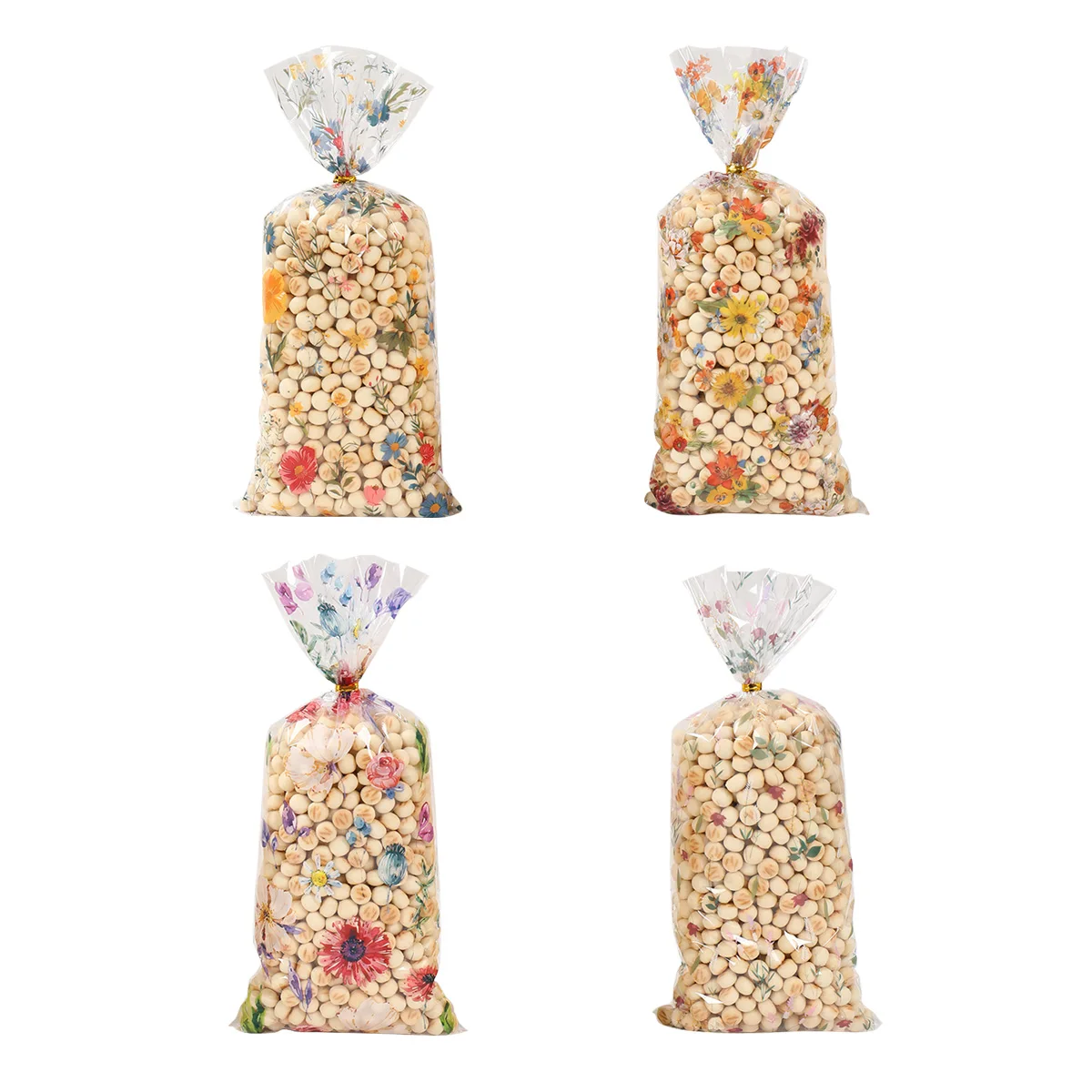 25/50/100 Uds. Bolsas de regalo florales de flores silvestres decoración de fiesta de feliz cumpleaños bolsas de dulces para niños suministros para fiesta de Baby Shower de boda de cumpleaños