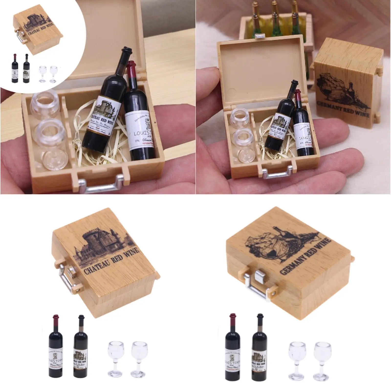 Miniature Wine Bottles Mini Goblets Drink Cups Model Dollhouse Decorations Miniature Wine Bottles Mini Goblets Drink Cups Model Dollhouse Decorations