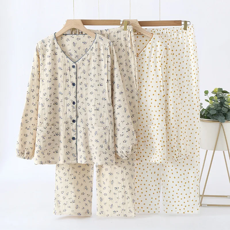 Pijama embarazo algodón floral manga larga para amamantar - imagen 2