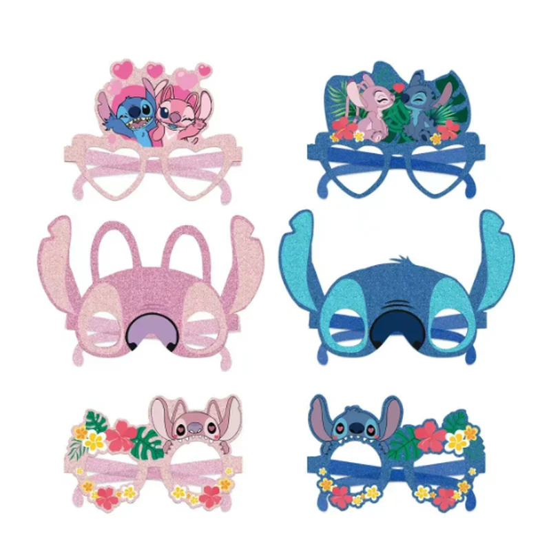 Decoración de fiesta Kawaii Stitch Kuromi Minnie, gafas de papel de dibujos animados, máscaras, accesorios de Cosplay, suministros para fiesta de cumpleaños para niños, juguetes, regalos - imagen 3