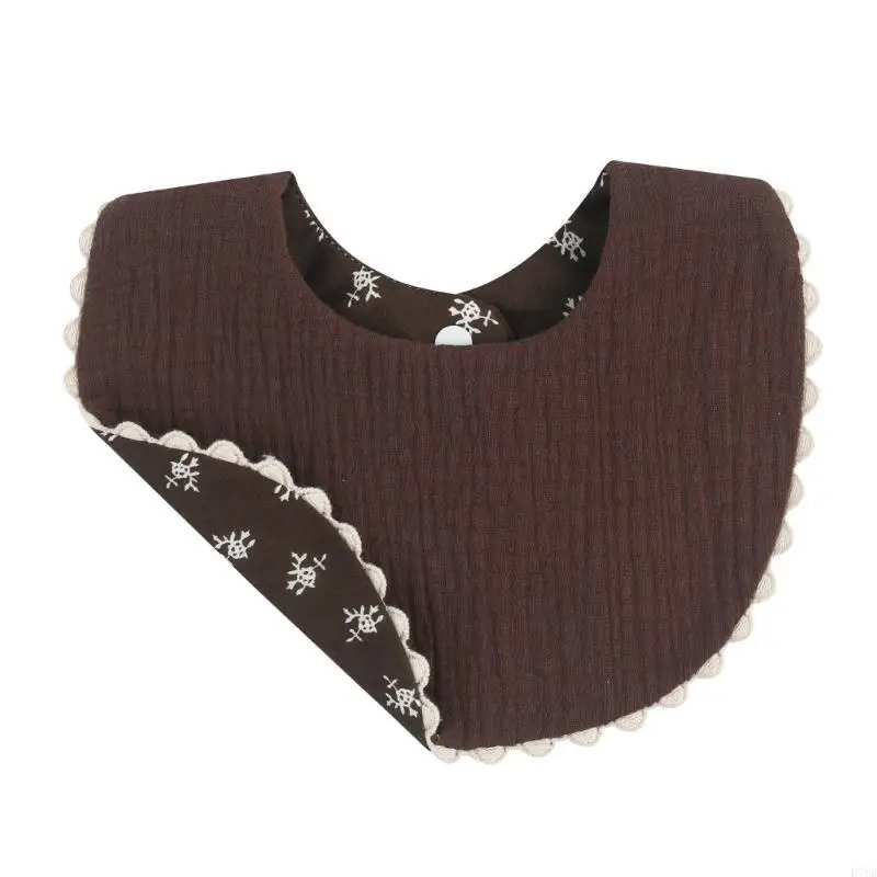 D7YD babero algodón doble para alimentación recién nacido, toalla para Saliva, Bandana, bufanda tela para - imagen 2