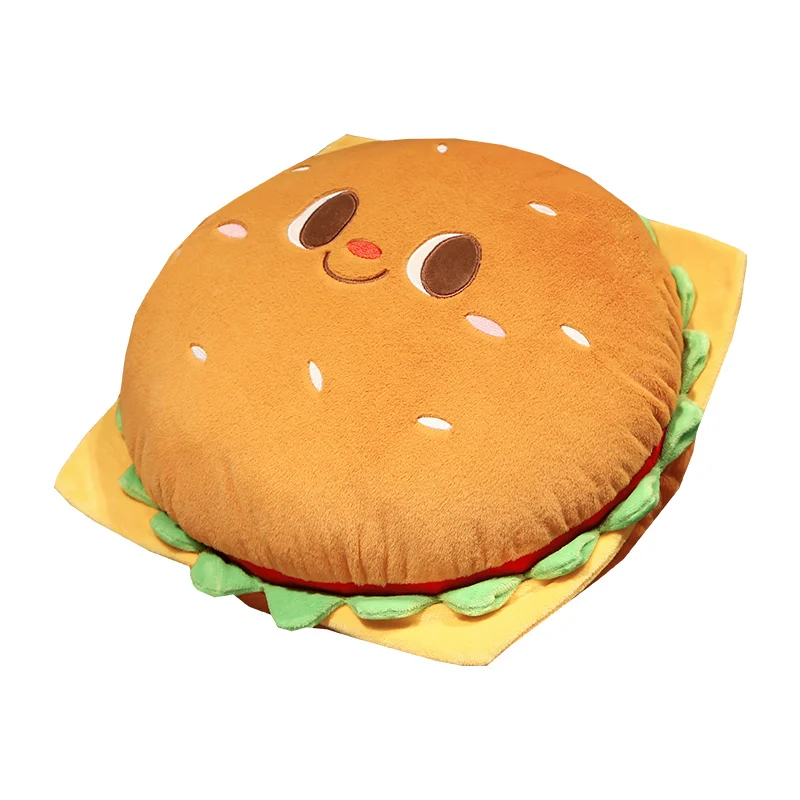 Peluche hamburguesa de dibujos animados con cara sonriente - imagen 3
