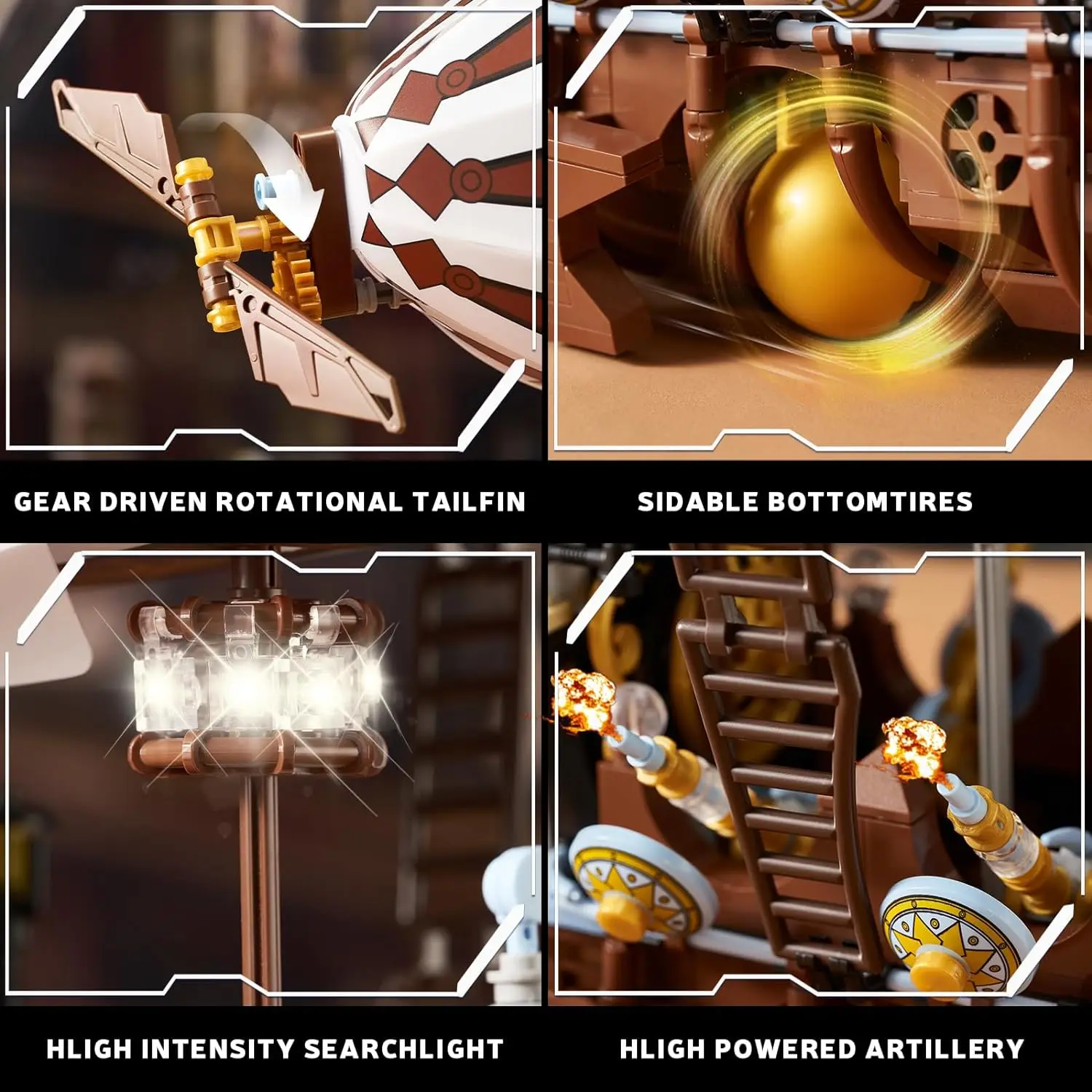 1283 Uds. Modelo de dirigible creativo, bloques de construcción Diy, caballeros 3D, Airboat, juguetes de bloques, decoración de escritorio, regalos de vacaciones para niños - imagen 4