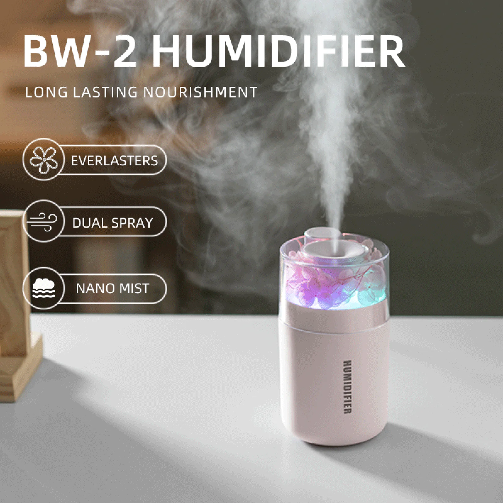 Nuevo Mini humidificador de aire de 180ML, difusor de Aroma USB, purificador de aceites esenciales, generador de niebla de aromaterapia, luces de colores para el hogar del coche - imagen 2