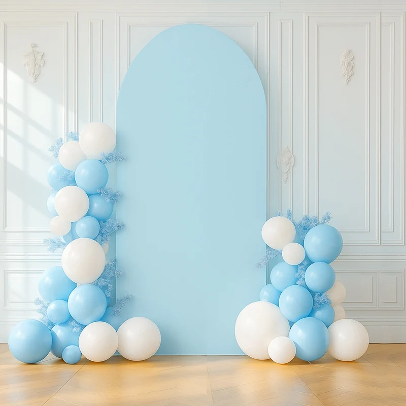 Fondo de cubierta de arco de Color sólido, tela negra, azul y rosa, telón de fondo de alta elasticidad para decoración de banquete, ceremonia, fiesta de boda y cumpleaños - imagen 3