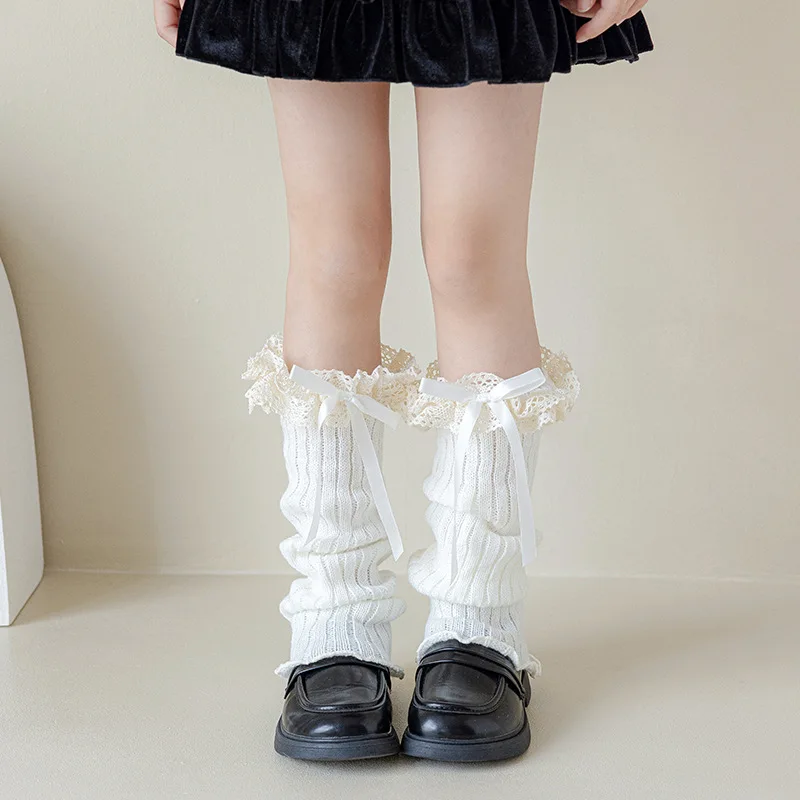 Calcetines de encaje con lazo para bebé niña algodón suave - imagen 2