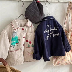 MILANCEL nueva chaqueta de otoño para niños 1-6Y elefante de dibujos animados niñas bordado carta abrigo versión coreana ropa suelta para niños