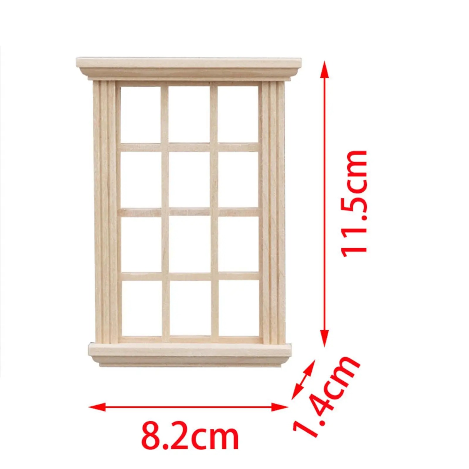 Ventanas de casa de muñecas de madera a escala 1/12, marco de ventana en miniatura hecho a mano, accesorio de decoración de muebles para casa de muñecas - imagen 3