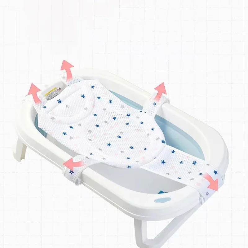 Almohada para bañera ajustable para recién nacido, cojín para asiento, red antideslizante en forma de cruz para baño de bebé, alfombrilla para bañera para niños, cuna de ducha, asiento de cama - imagen 3