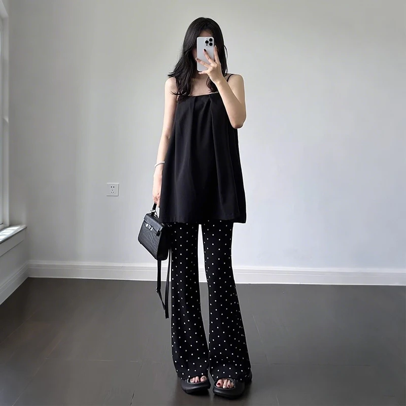 Pantalones premamá de lunares de cintura alta para primavera - imagen 3