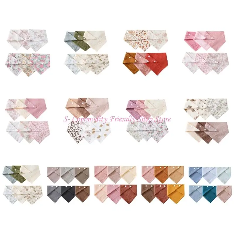 85ae 6pcs recién nacidos delantal babeo ajustable algodón transpirable paños baberos alimentación babero para niños