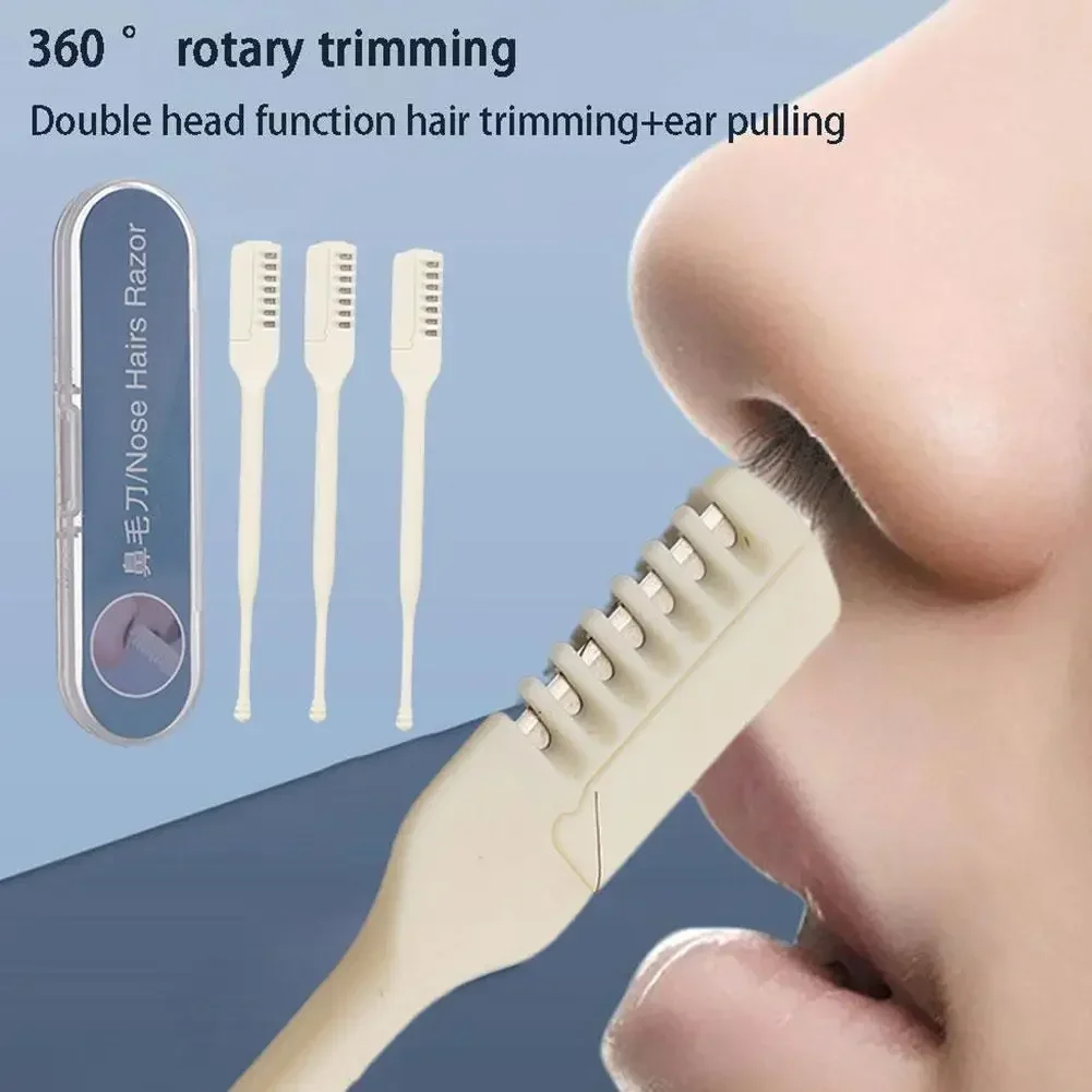 Cortadora de pelo Nasal Manual portátil segura para mujeres y hombres, cortadora de pelo de nariz giratoria de 360 grados, 1/2/3 Uds., 2024 - imagen 2