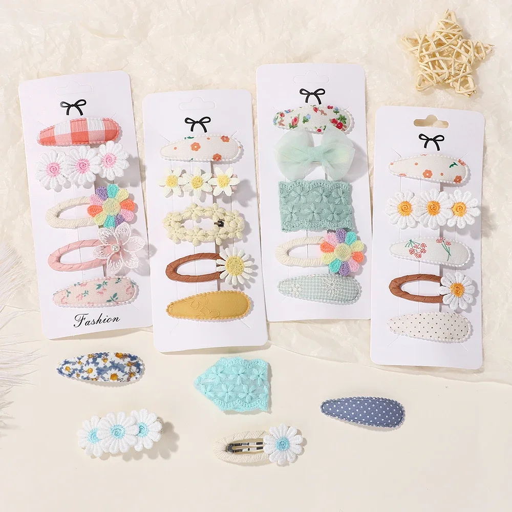 Pinzas para el cabello de niñas – Boutique estampado bordado margarita - imagen 3