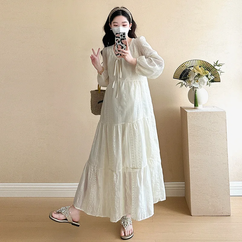 2025 primavera moda coreana vestido de maternidad elegante Casual ropa recta suelta para mujeres embarazadas ropa de embarazo - imagen 4