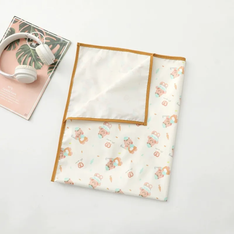 Colchón de cuna impermeable coreano de 90x70cm, Protector de cama lavable con oso para bebés, Sábana nocturna estilo Ins con a prueba de fugas - imagen 2
