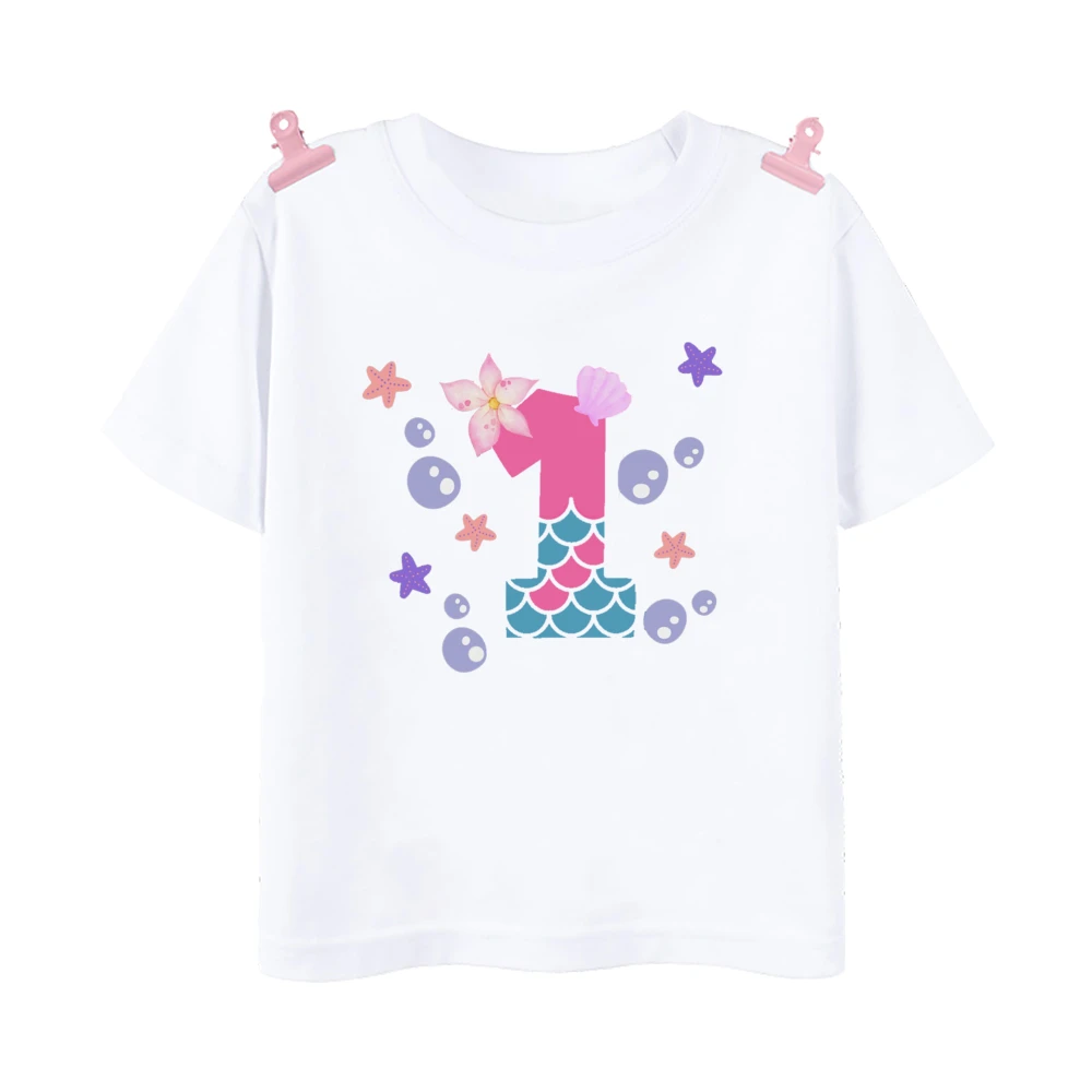 Camiseta de cumpleaños Sea Anima, camiseta de 1-9 cumpleaños, camiseta salvaje, camiseta de fiesta para niñas, ropa temática del océano, regalos para niños, camisetas de moda - imagen 3
