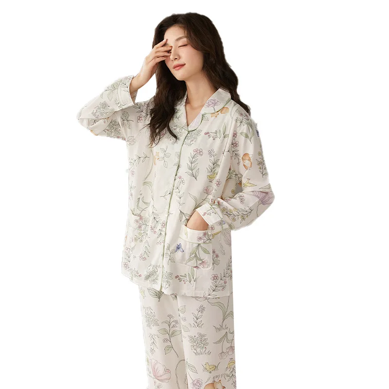 Ropa de dormir de maternidad de algodón estampada para madre, traje de dormir para amamantar, pijamas, ropa para mujeres embarazadas, conjuntos de ropa de dormir para embarazo - imagen 5