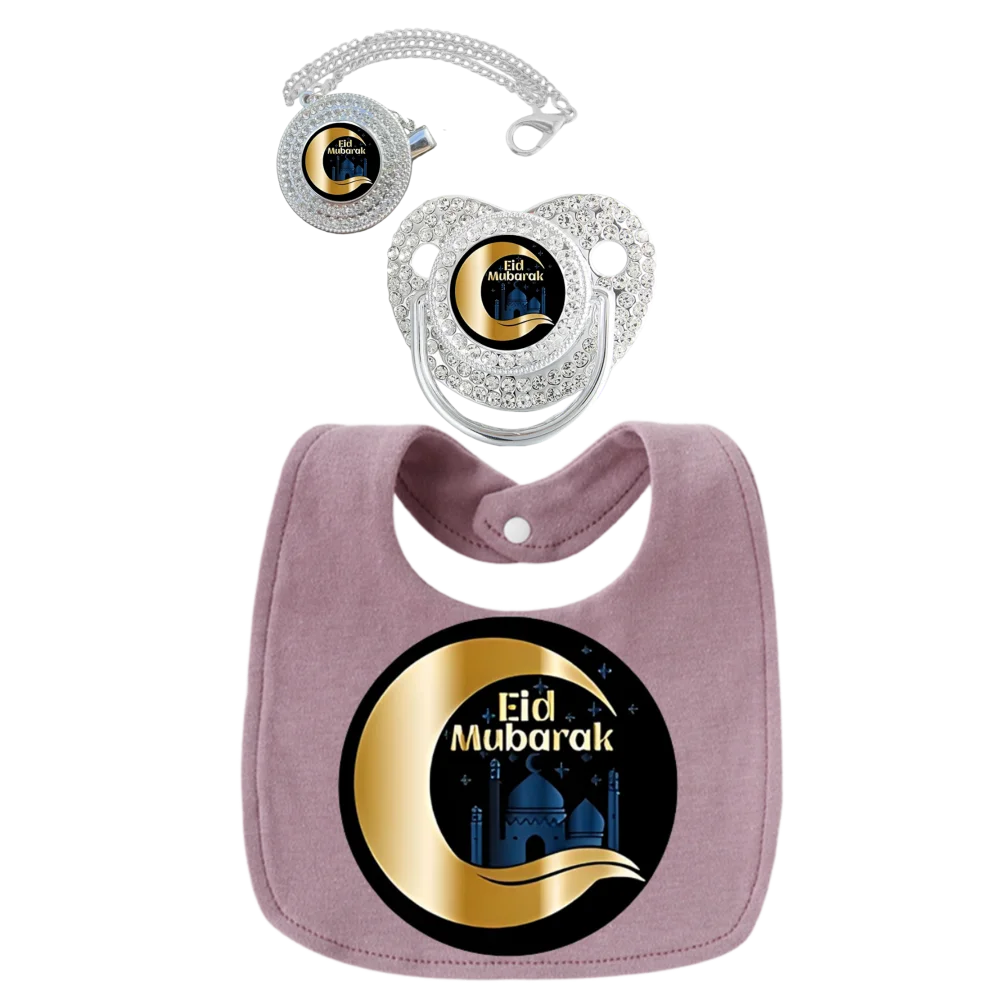 Baberos 100% de algodón puro para bebé, soporte para chupete para masticar y tocar la boca, toalla musulmana babeante, conjunto de regalo de moda para bebé