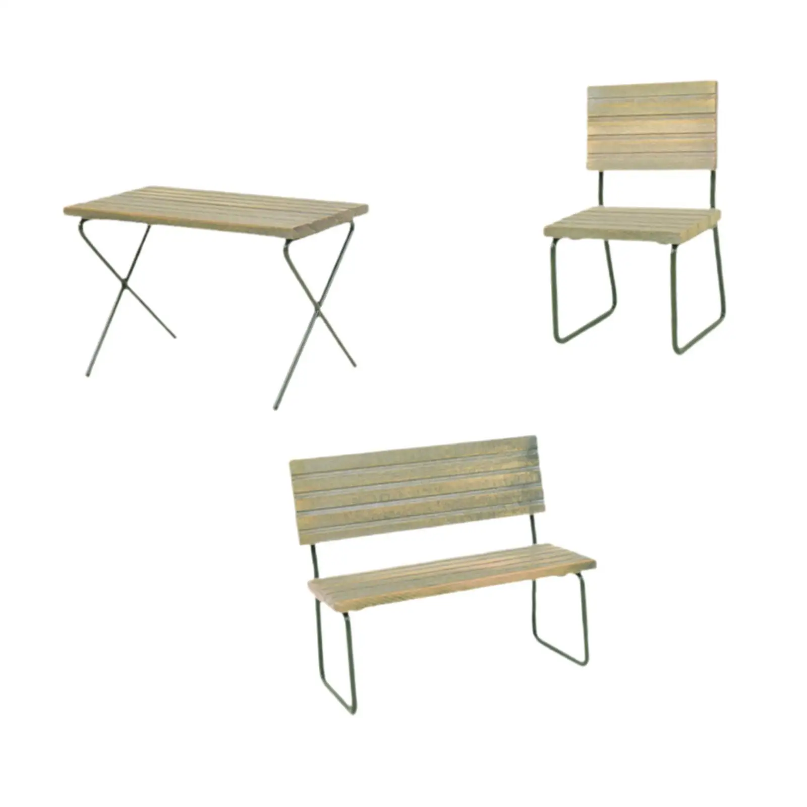 1/12 Dollhouse Table Chairs Set Mini Miniature Dining Set Props for Ornament