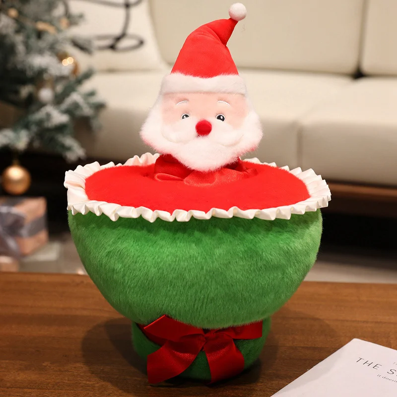 Cojín navideño de peluche suave – Papá Noel y árbol de Navidad - imagen 5