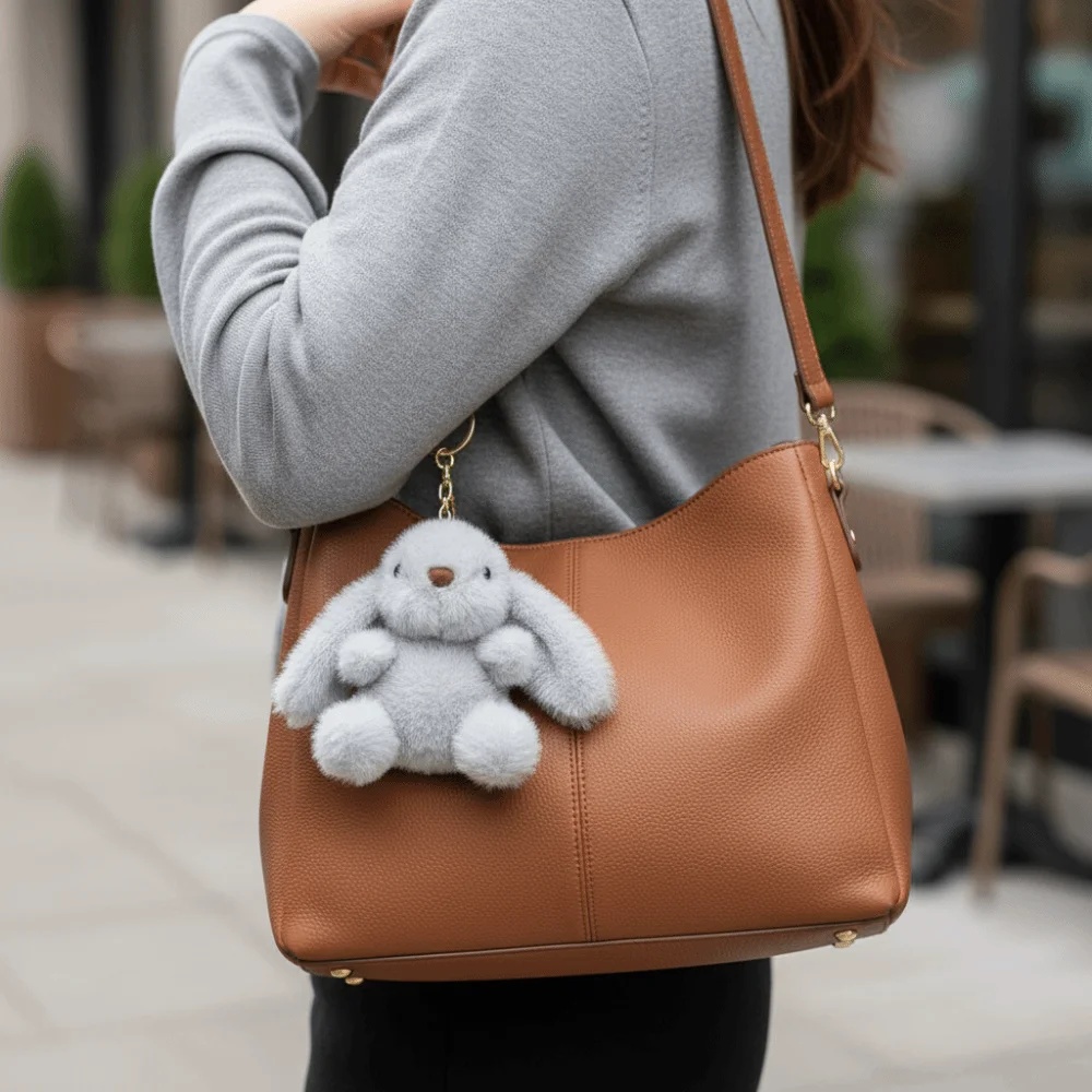 Llavero de peluche conejo suave para bebé – accesorio seguro - imagen 4
