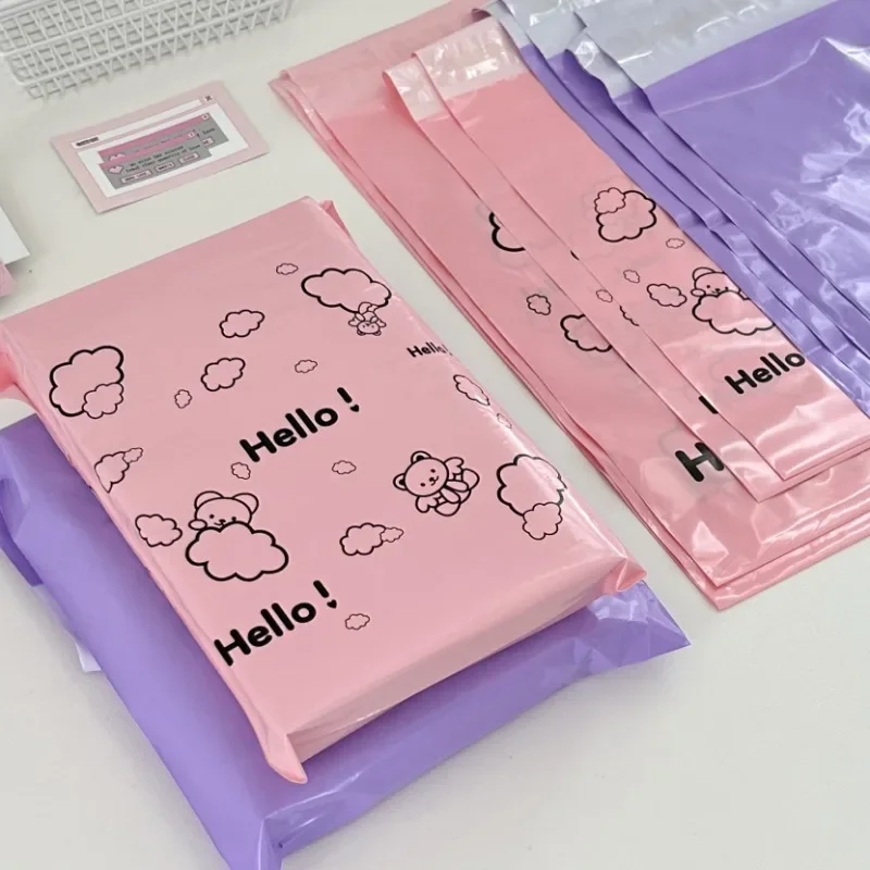 Bolsa de regalo de mensajería de osito pequeño, bolsa de correo exprés, bolsas de embalaje de envío para tienda, paquete de ropa autosellado, 10 Uds. - imagen 3