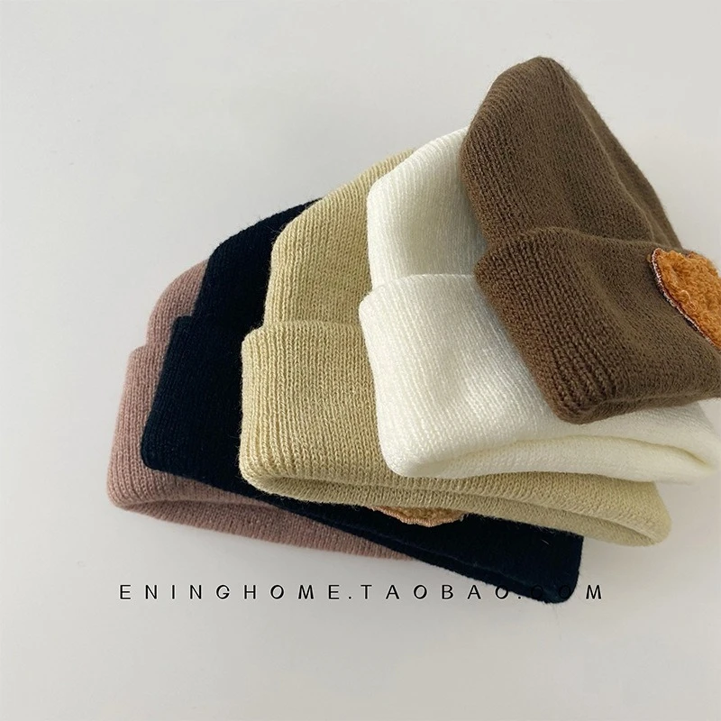 Gorro de bebé de invierno con oso - Estilo coreano, suave y cómodo