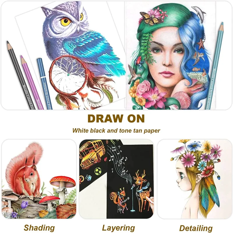 Brutfuner Lápices metálicos de colores para niños dibujo escolar - imagen 5