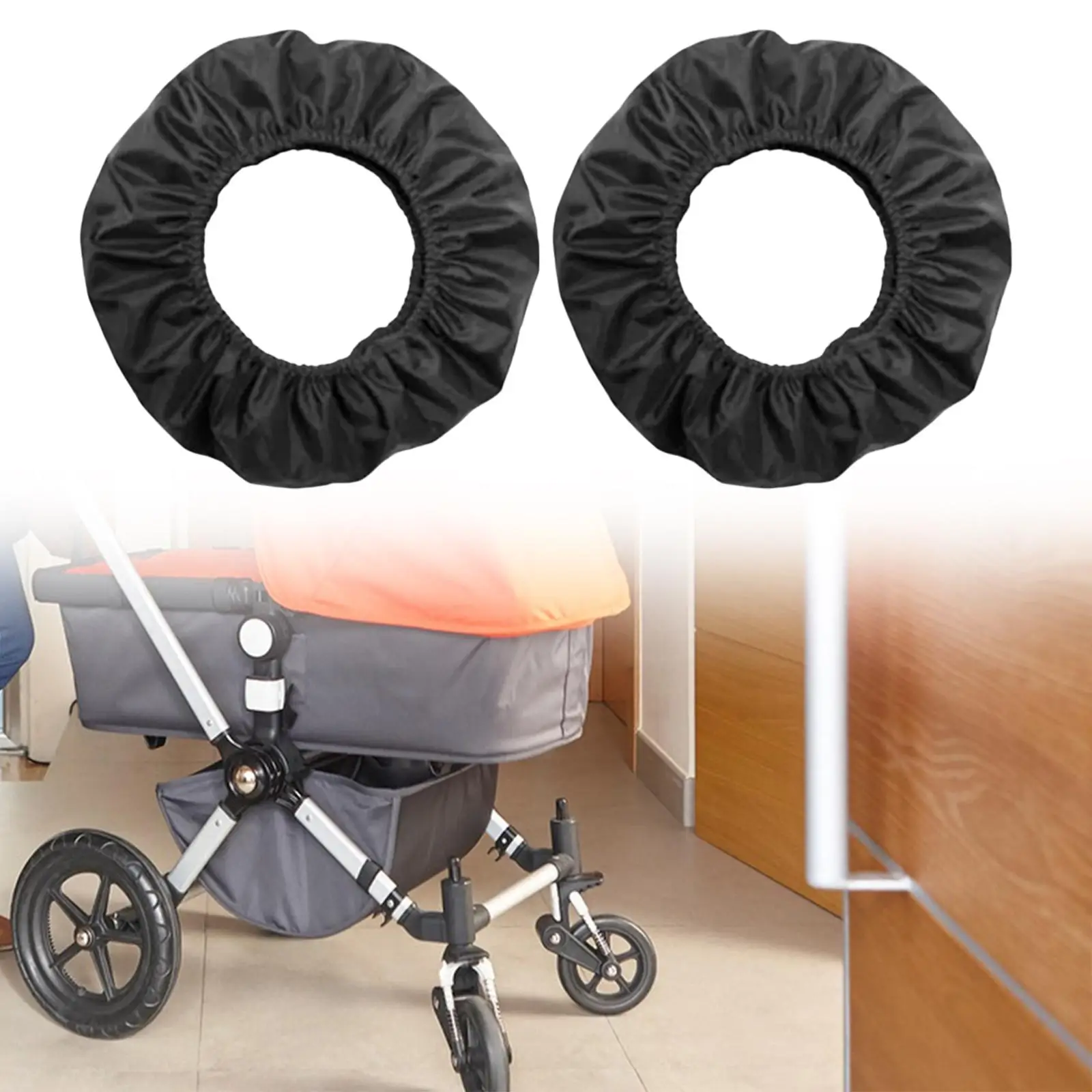 2x Baby Stroller Wheel Covers Noise Reducing Premium Portable Keep Tires to