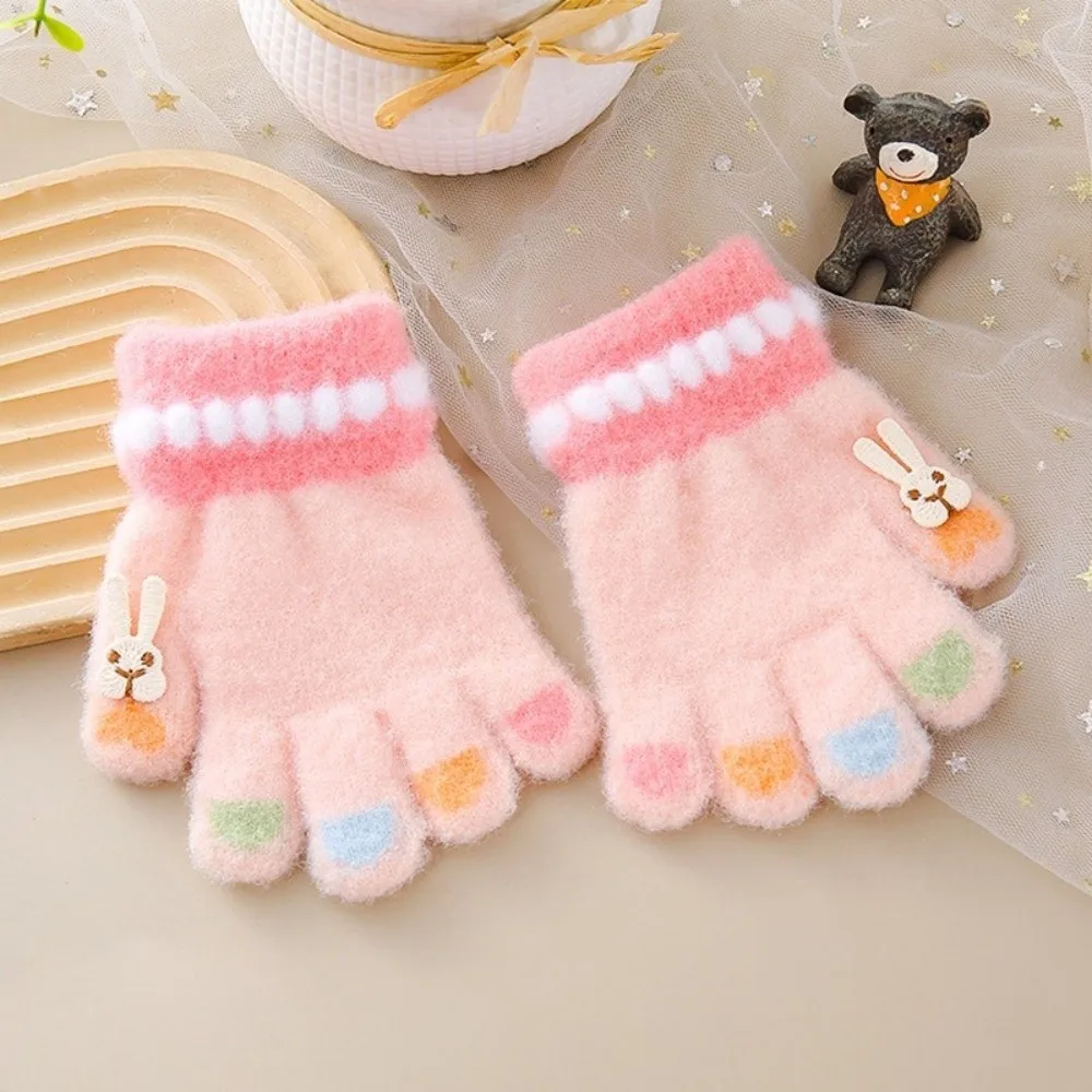 Nuevos guantes de terciopelo Coral para pantalla táctil, guantes cálidos con dedos completos, bonitos guantes de conducción a prueba de viento de conejo para otoño e invierno - imagen 2