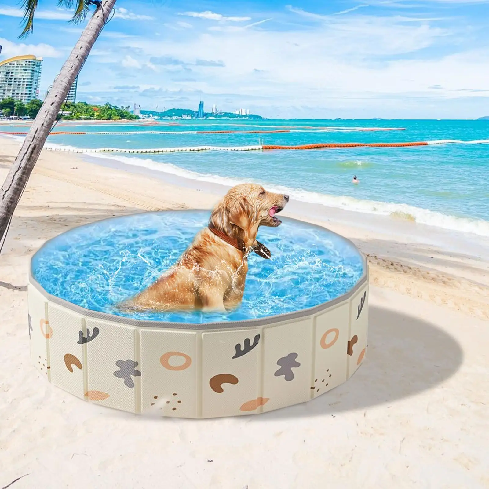 Piscina plegable infantil con fondo antideslizante para juegos acuáticos - imagen 5