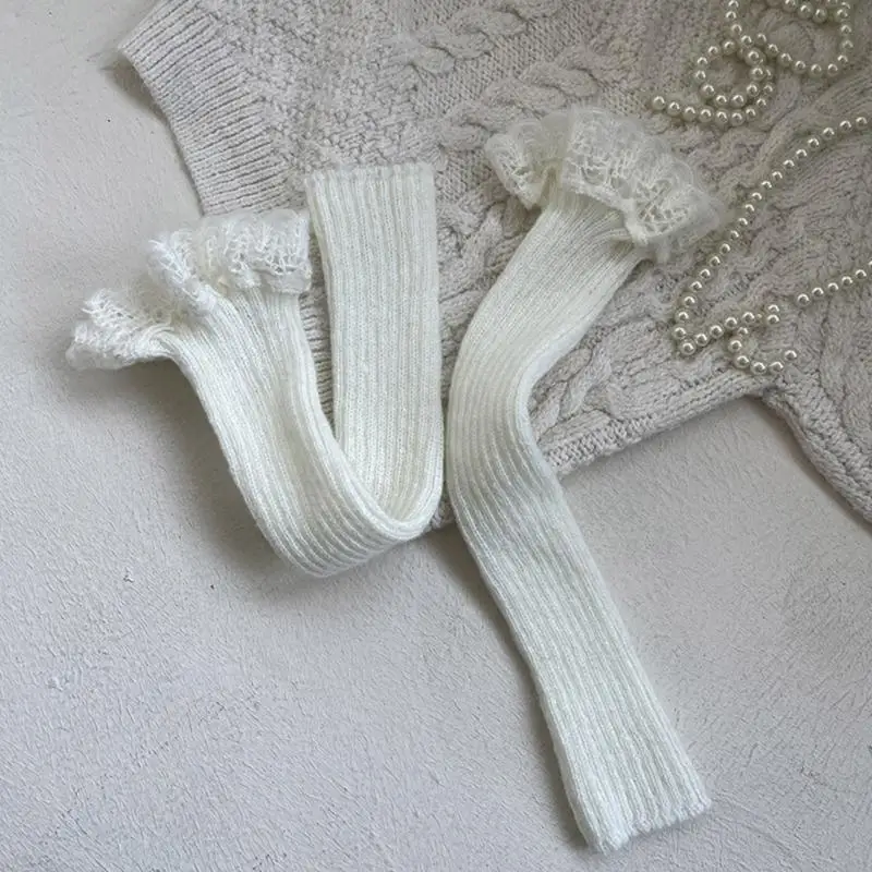 QX2D acogedor para niños calentador piernas cómodas manga calcetines punto para escuela, actividad libre y - imagen 3