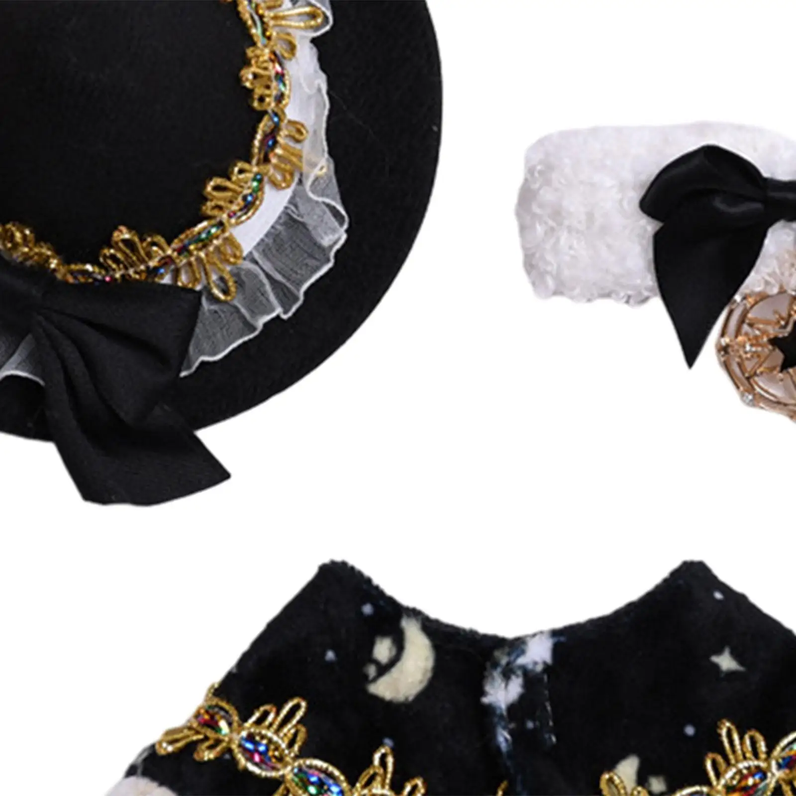 3x Dolls Cloak and Hat Bow Tie Outfits Accs Handmade Clothing Costume for 6.7inch Dolls New Year Gifts Children's Gifts