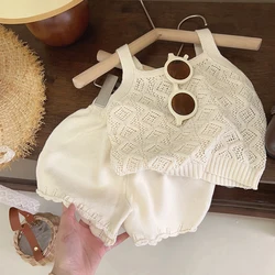 Conjunto de verano para niña con chaleco y pantalón corto algodón