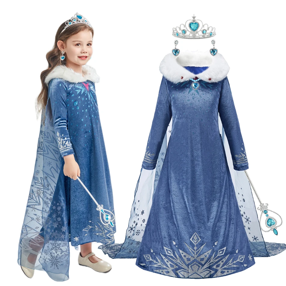2025 disfraz de Elsa Anna para chico, vestido Floral cumpleaños niña, Reina la nieve actuación princesa fantasía, noche Halloween - imagen 4