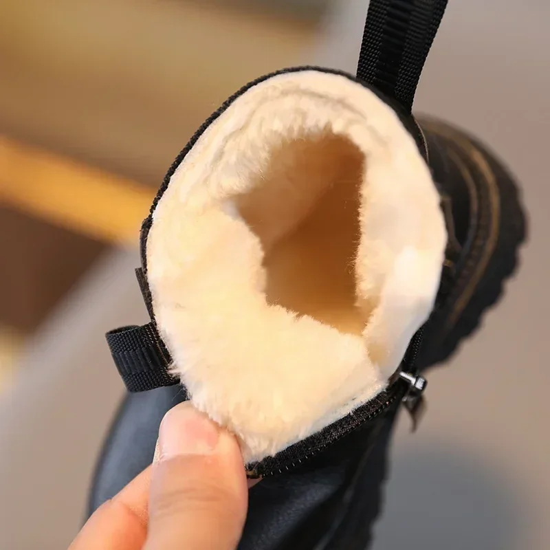 Botines antideslizantes de piel y terciopelo para niños otoño-invierno - imagen 5