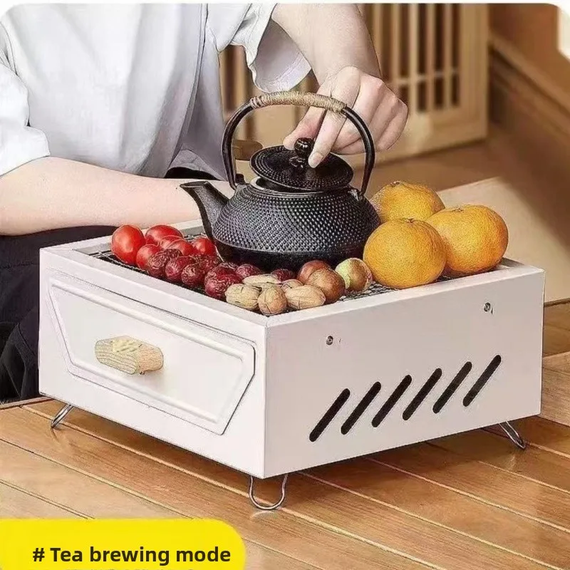 Parrilla de barbacoa para patio de acampada, estante de barbacoa de carbón portátil para exteriores, lavabo cuadrado para fuego, herramienta plegable para barbacoa de Picnic - imagen 2