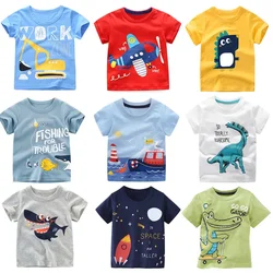 Camiseta de manga corta para bebés de 2 3 4 5 7 9 años, camisetas de algodón con dibujos animados para niños pequeños KF1022
