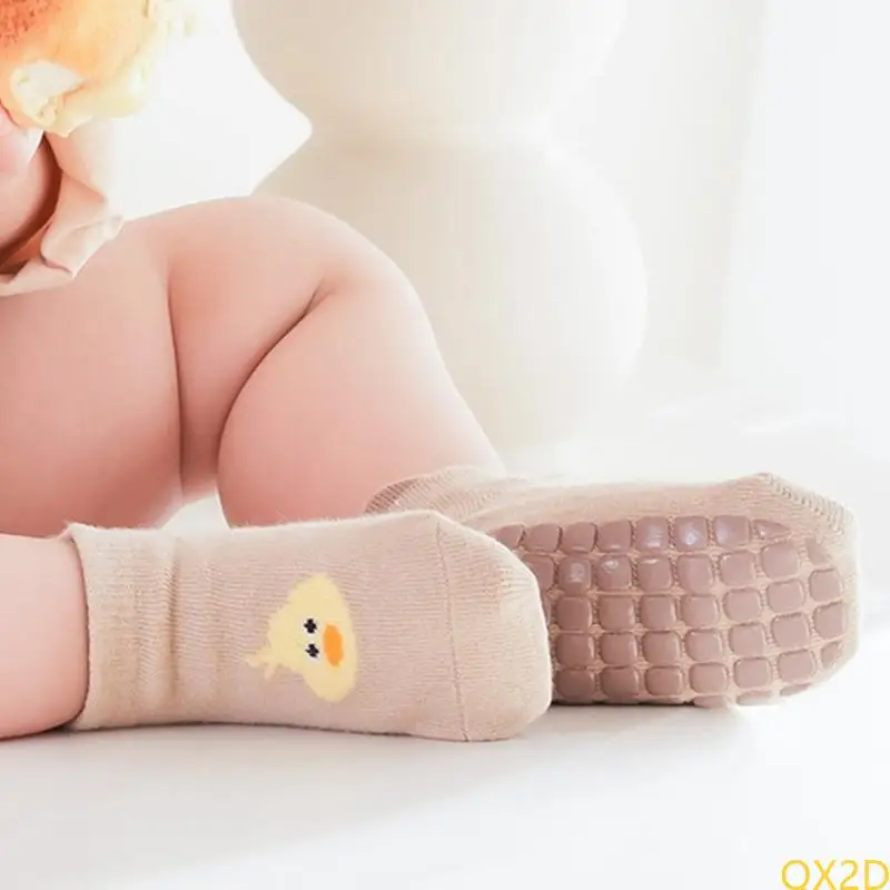 QX2D Soft y transpirable calcetines infantiles calcetines piso no liquidados para 0-3 años juego para niños - imagen 2