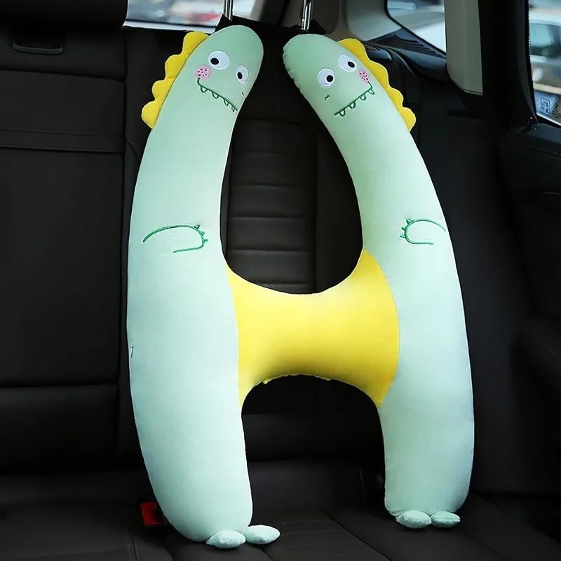 Almohada de felpa para cinturón de seguridad para niños, muñeca de peluche cómoda, conejo, dinosaurio, cinturón de seguridad infantil para viaje, dormir, soporte para cuello y cabeza