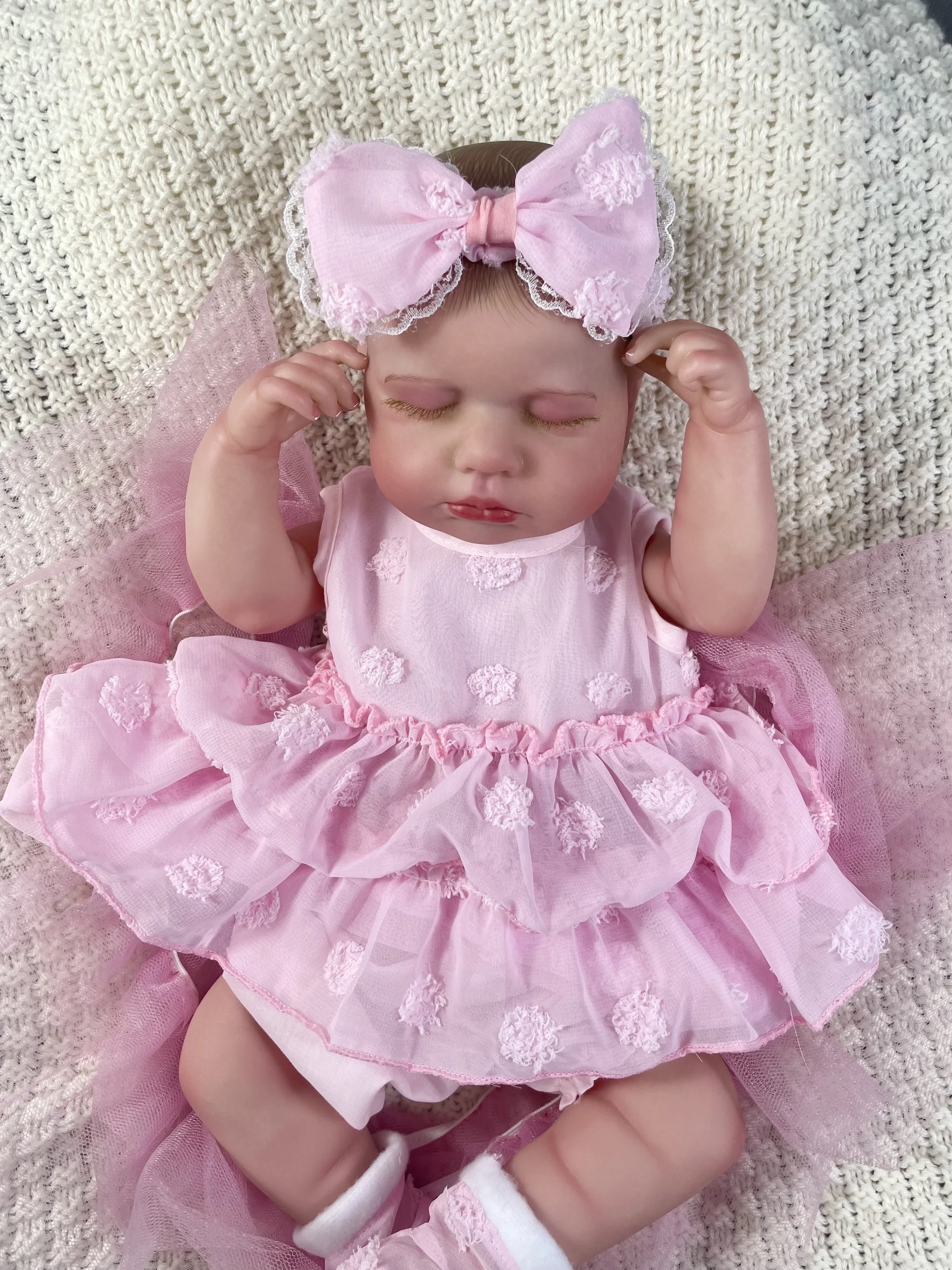 MRB 20 pulgadas de cuerpo completo de vinilo Reborn LouLou Girl lavable Reborn Baby Doll adorables juguetes Reborn cumpleaños regalo de Navidad - imagen 4